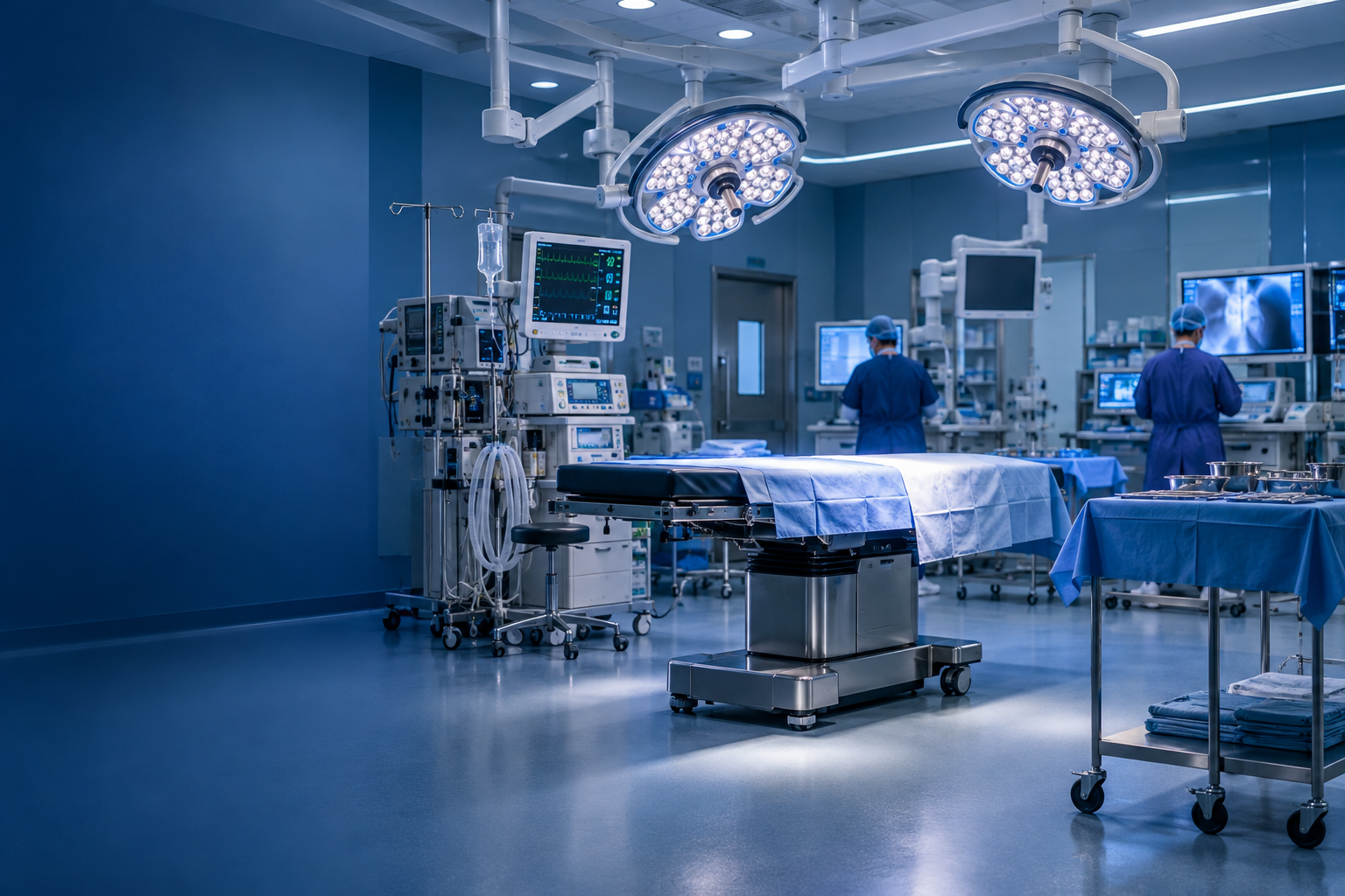 Sala de operaciones moderna preparada para un procedimiento